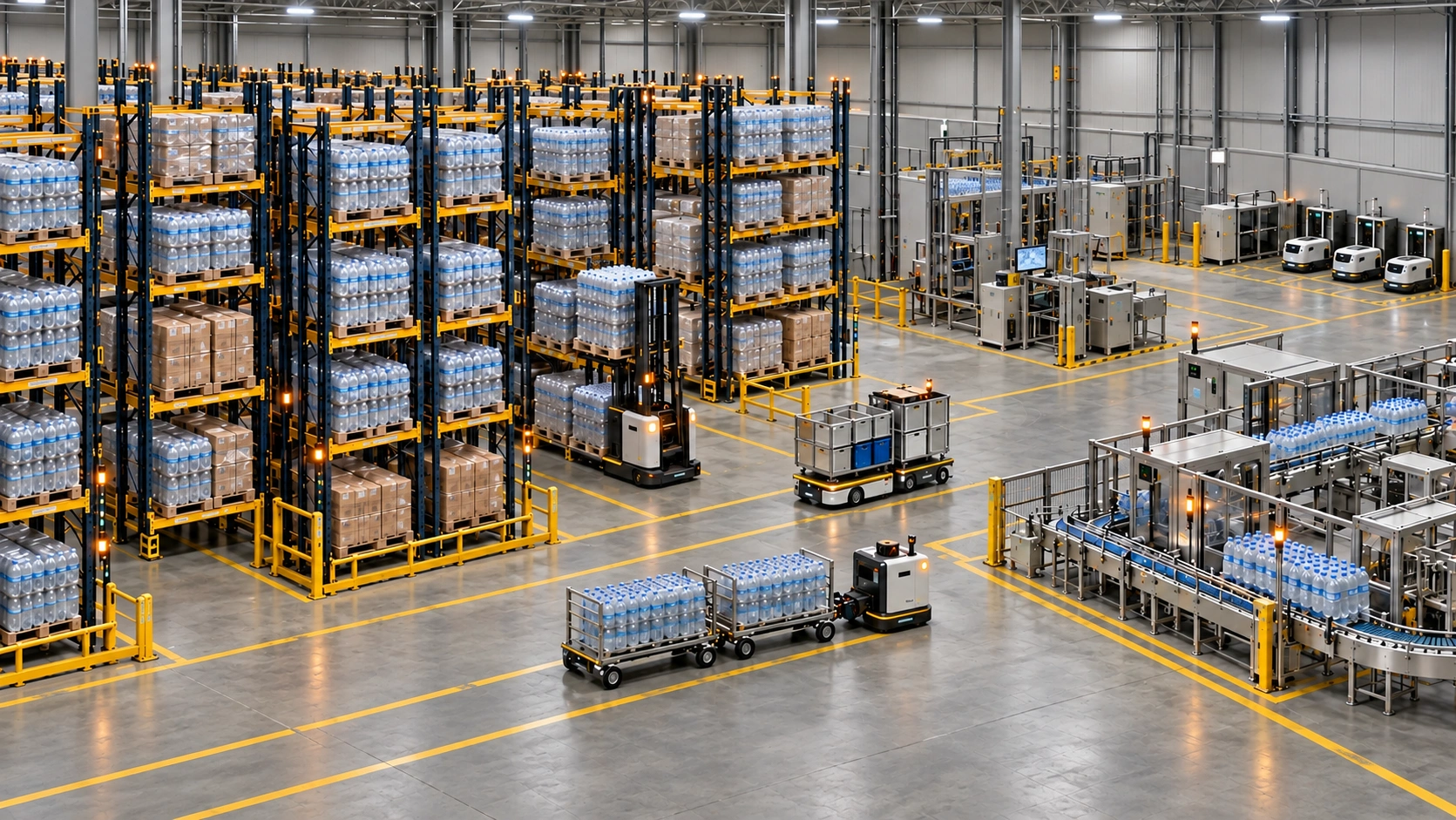 Warehouse mobile robotics concept illustration