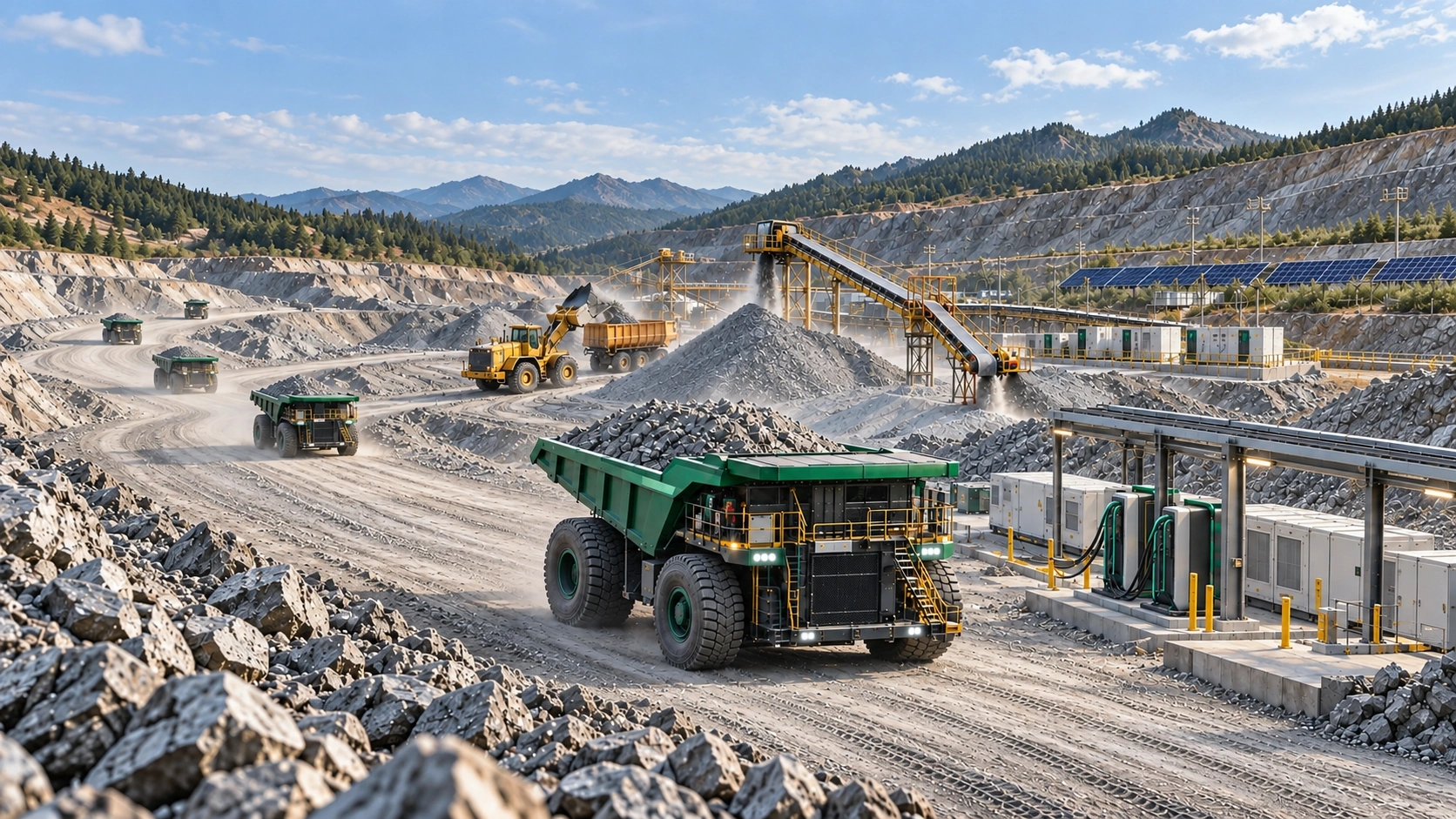 Autonomous Haulage industrial mine concept illustration