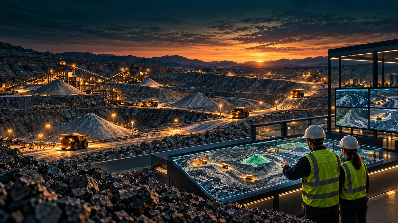 Intelligent Operations industrial mine concept illustration