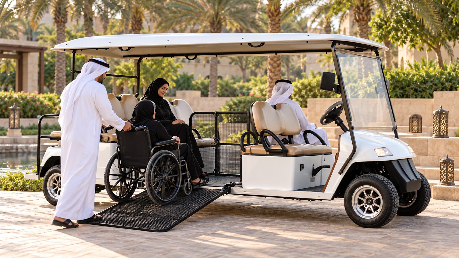 C4-W: a side ramp for one wheelchair passenger plus two to four companions.