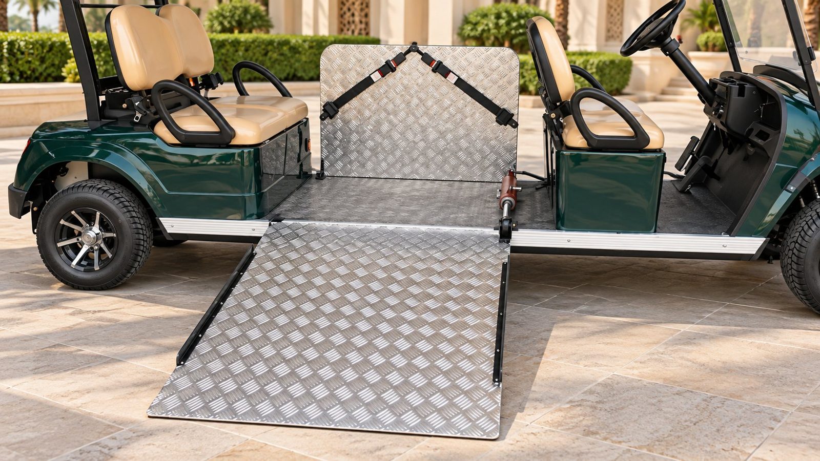 Ramp material: steel frame with aluminium panel